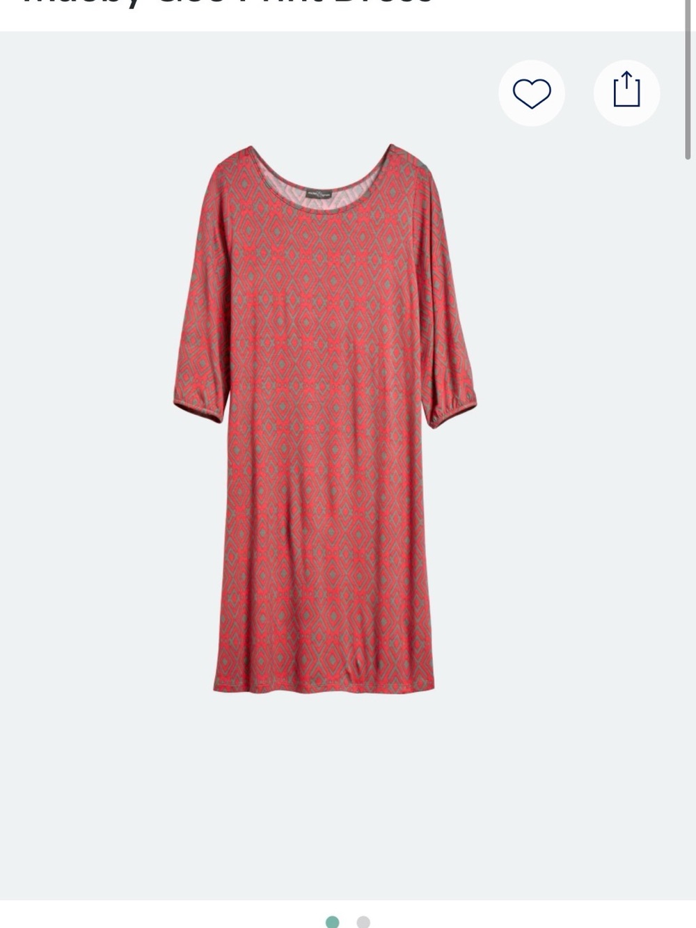 Market & Spruce Coral and Teal Patterned Shift Dress